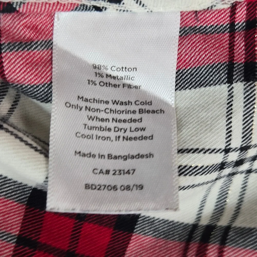 Talbots Plaid Button Down Shirt Women 2X Red Black Tartan Long Sleeve Preppy Top